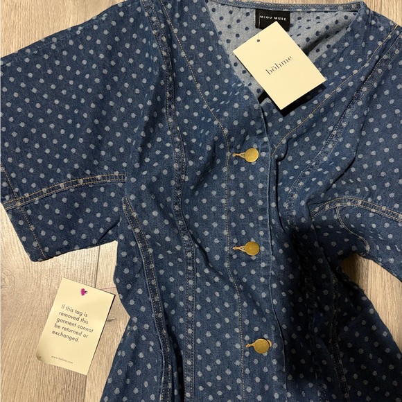 Bohme denim Polka Dot Maxi Dress - Picture 2 of 2